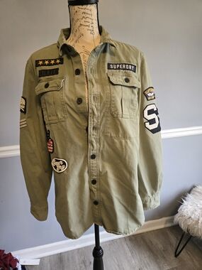 Superdry Olive Military Patch Shirt Jacket